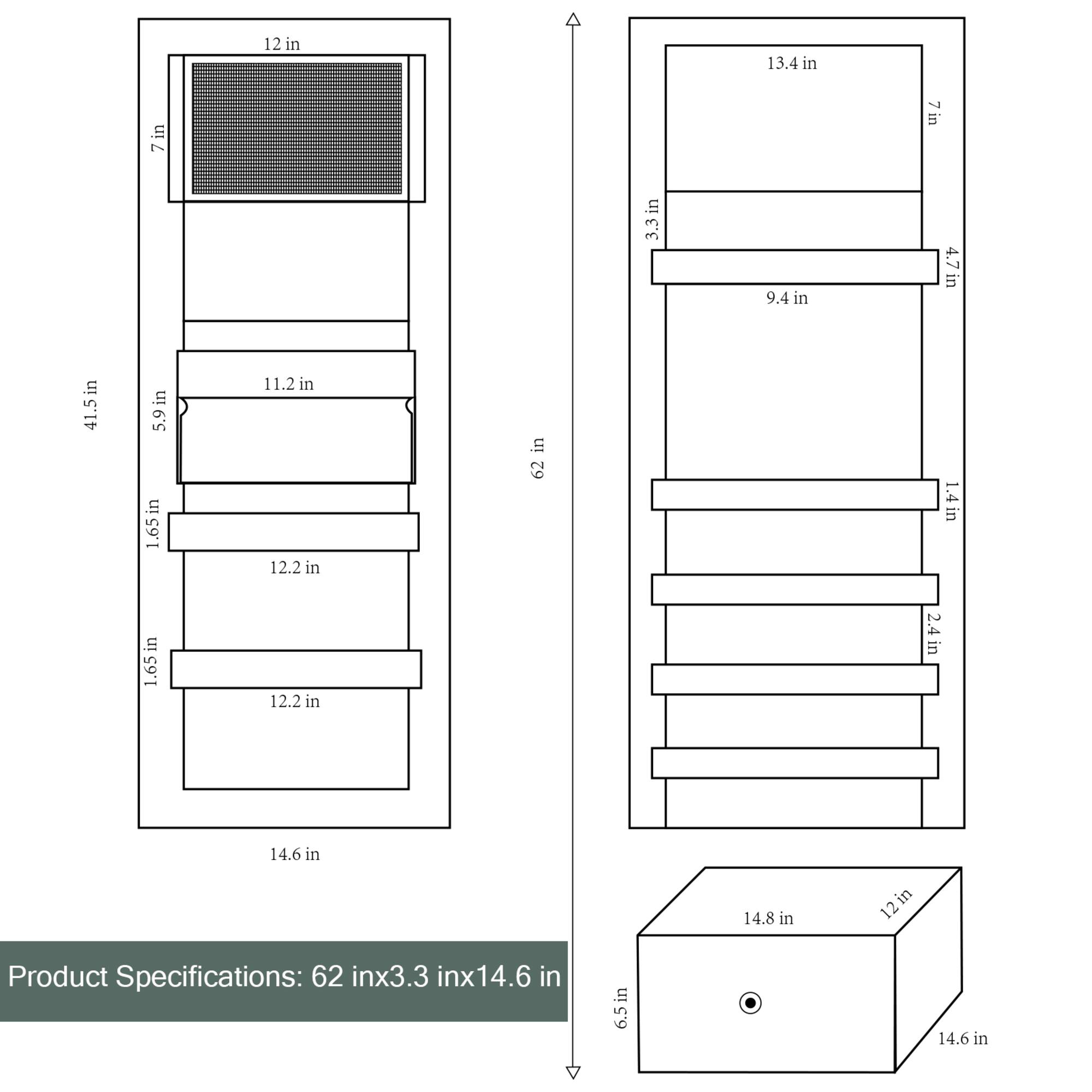 NEX™ 5ft. Pure White Jewelry Armoire on Casters with Chest Drawer